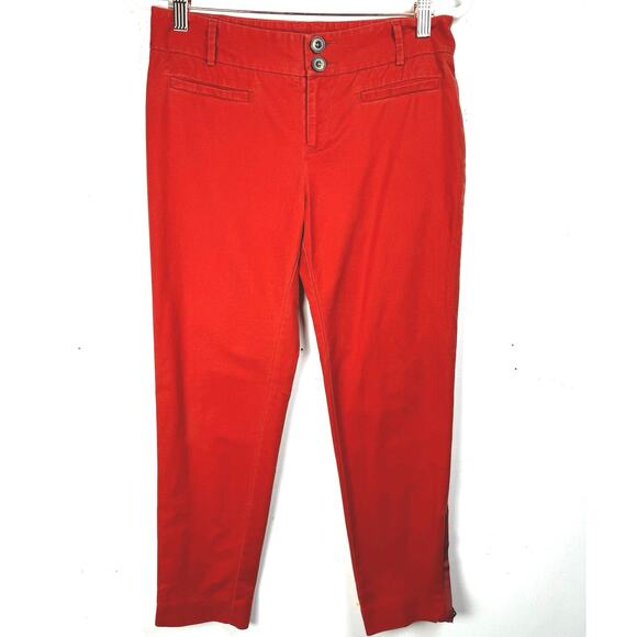 Anthropologie Cartonnierre Preppy Red Charlie Ankle Fitted Trouser Pants - Picture 2 of 12